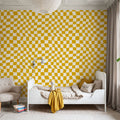 Warped Checkerboard, Sunflower Mural Wallpaper - room preview 03