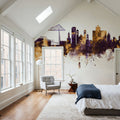 Middlesbrough England Skyline Purple & Gold Mural Wallpaper - room preview 03