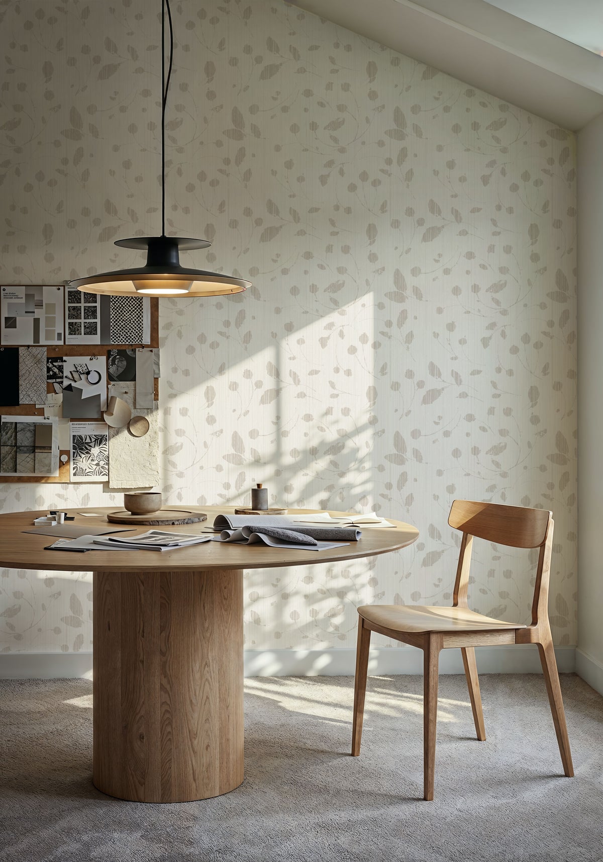 Time to Share Florals White Mural Wallpaper - room preview 03