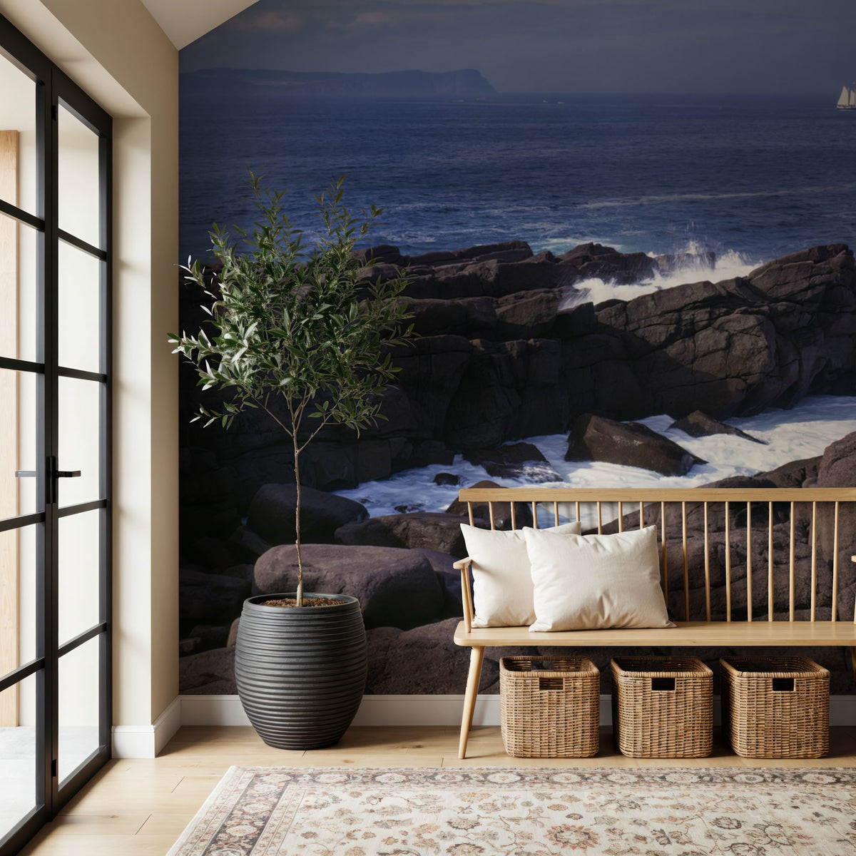 Sailing the Rugged Coast Mural Wallpaper - room preview 03