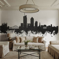 Lyon France Skyline Black & White Mural Wallpaper - room preview 03