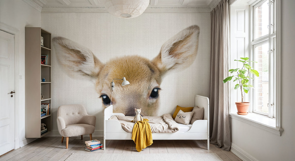 Peekaboo Baby Deer Mural Wallpaper - room preview 03