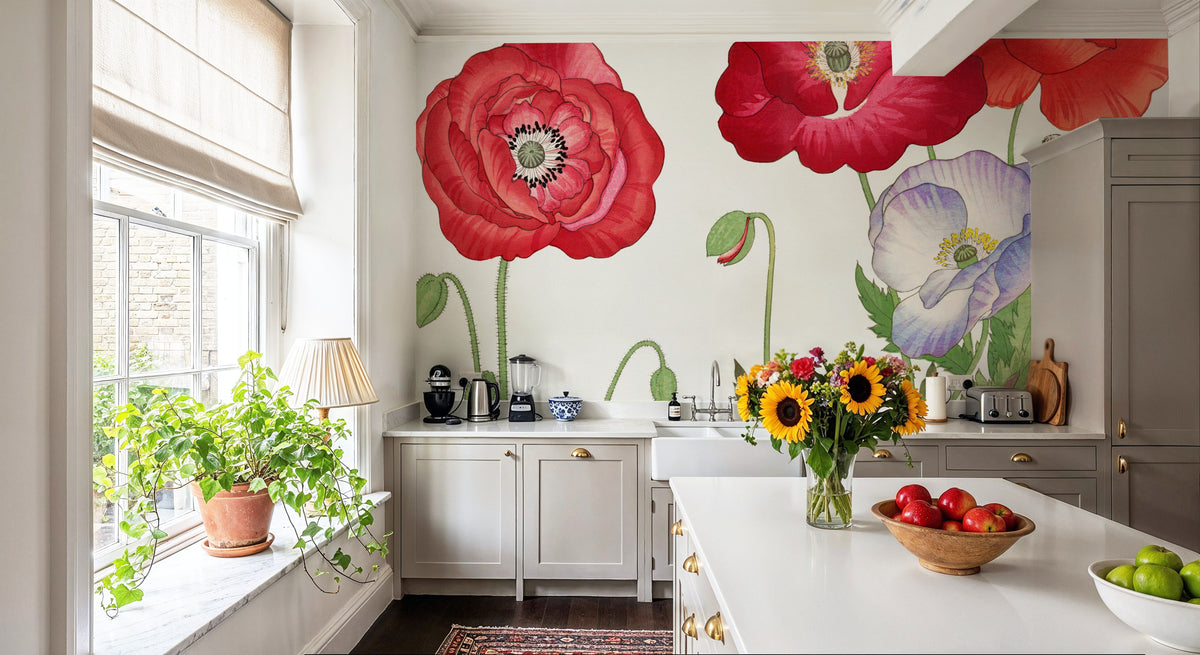 Tanigami Poppy Mural Wallpaper - room preview 03