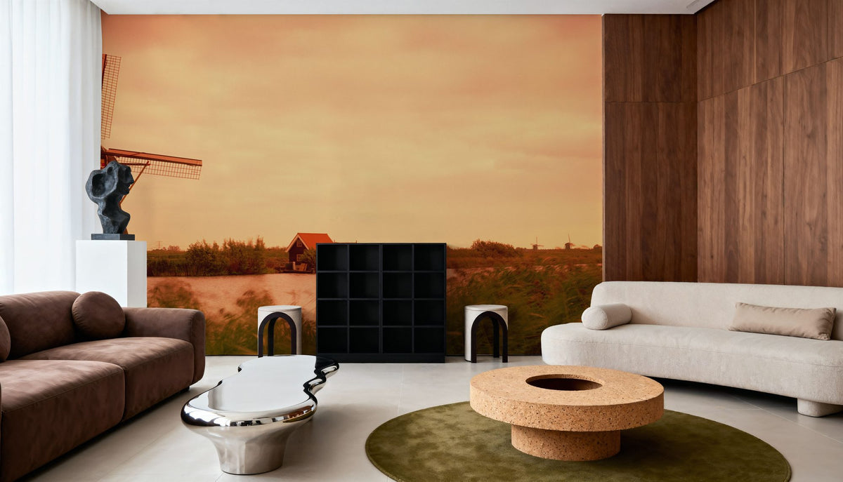Dutch Sunset Windmills Mural Wallpaper - room preview 03