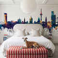 Mannheim Germany Skyline Blue & Bronze Mural Wallpaper - room preview 03