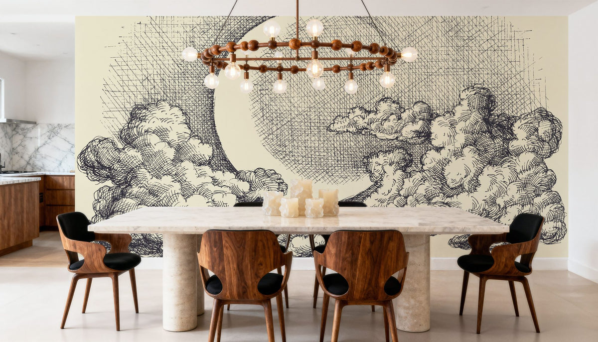 Moon in Clouds Mural Wallpaper - room preview 03