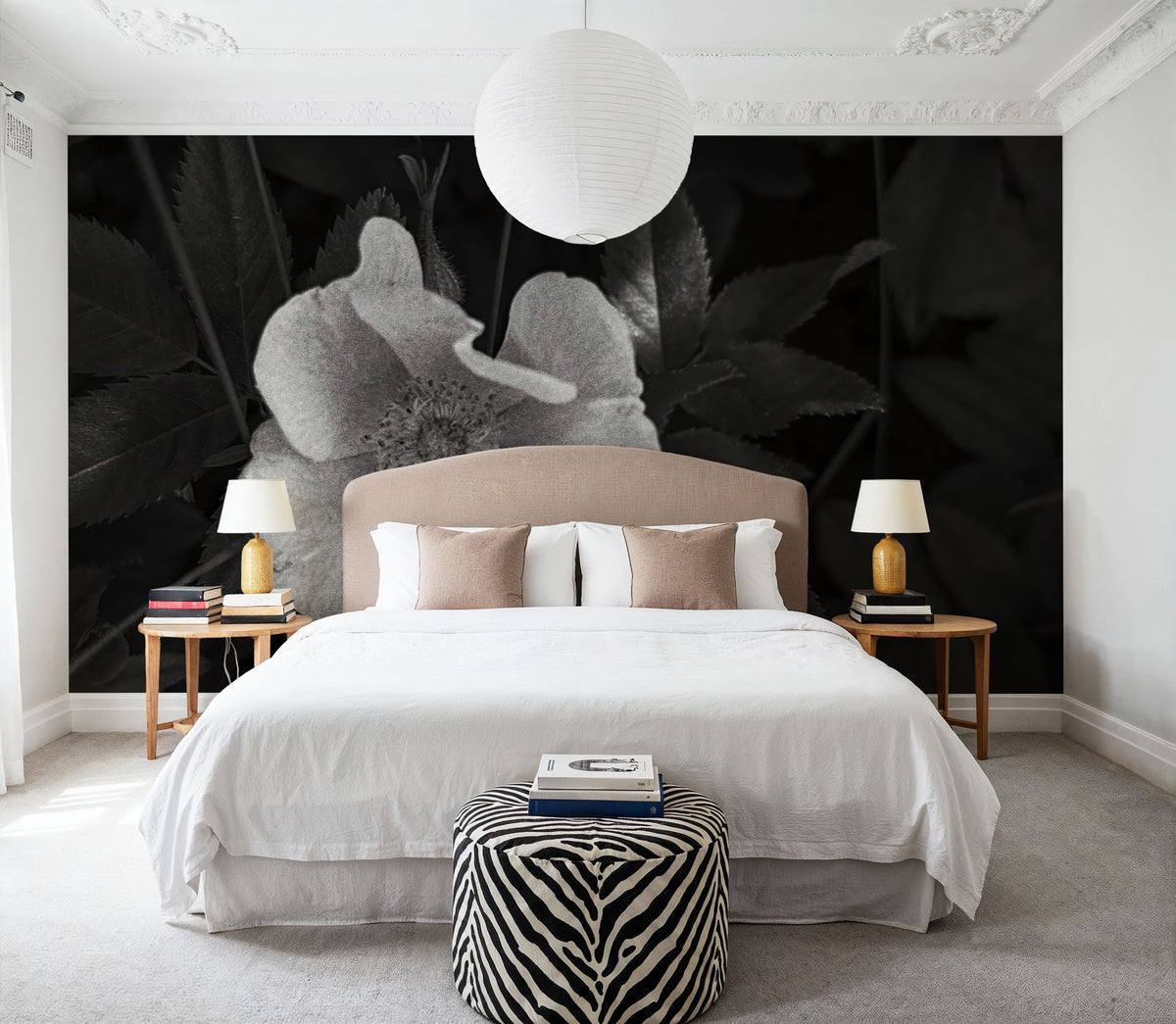 Wild Rose BW III Mural Wallpaper - room preview 03