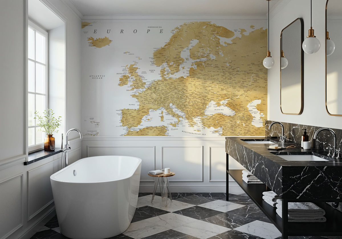 Europe Map Detailed - Rossie Mural Wallpaper - room preview 03