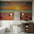Golden Shore Sunrise Mural Wallpaper - Red Tone - room preview 03
