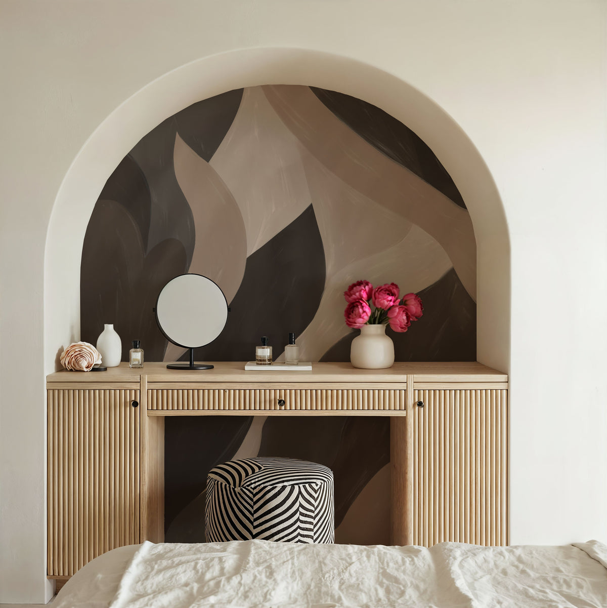 Dynamic Fields, Mocha Mural Wallpaper - room preview 03