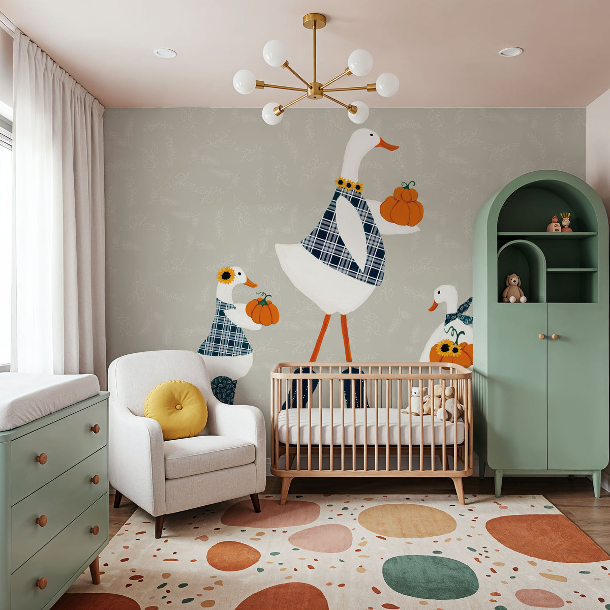 Ducks in the Pumpkin Patch X Mural Wallpaper - room preview 03