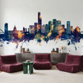 Edmonton Canada Skyline Blue & Bronze Mural Wallpaper - room preview 03