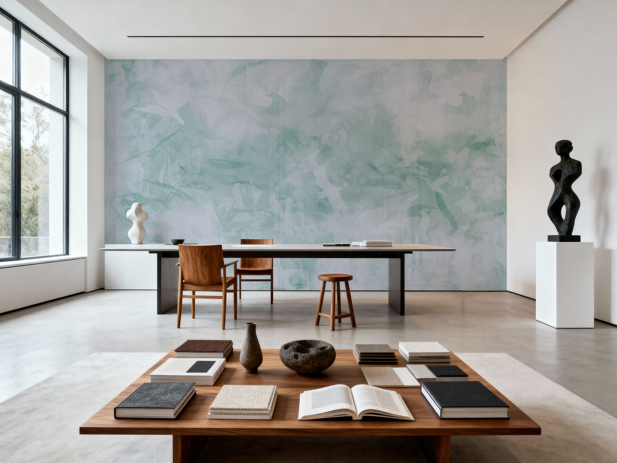 Birds of Freedom Blueish Green Mural Wallpaper - room preview 03