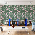 Peony Passion, Green Mural Wallpaper - room preview 03