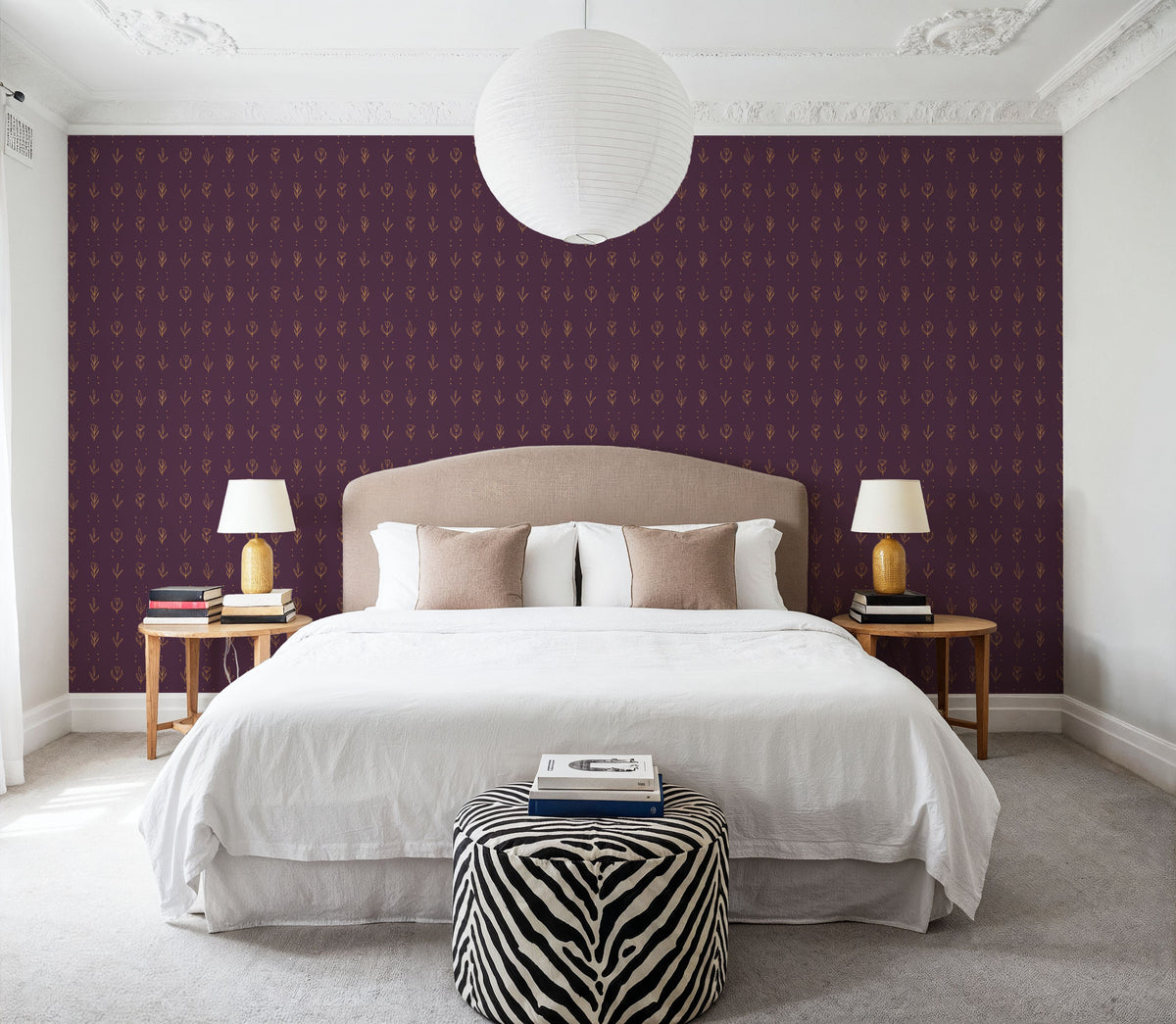 Lone Flowers Purple Mural Wallpaper - room preview 03