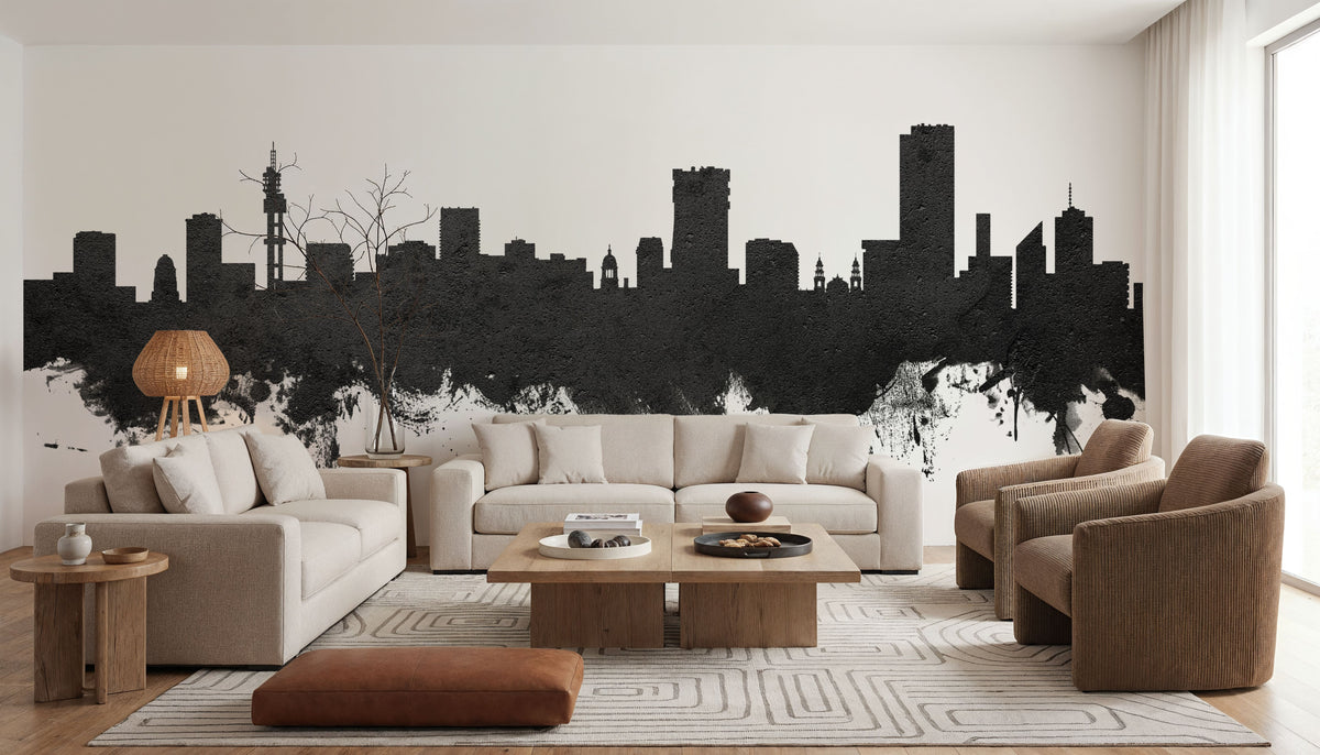 Pretoria South Africa Skyline Black & White Mural Wallpaper - room preview 03