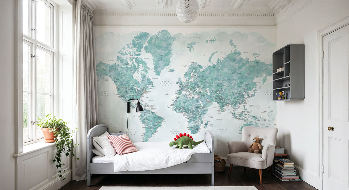World Map Cities - Gertrudis Mural Wallpaper - room preview 03