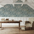 Palmera Luxe, Chalky Blue Mural Wallpaper - room preview 03