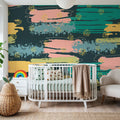 Shape and Splash Dark Mural Wallpaper - room preview 03