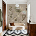 Artichoke Blooms, Mocha Mural Wallpaper - room preview 03