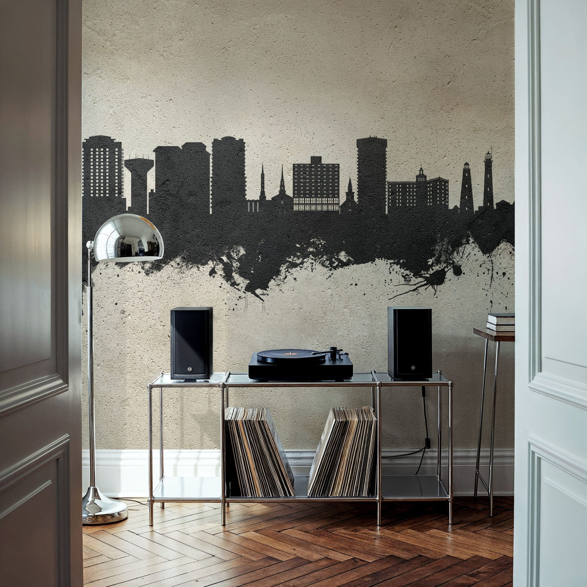 Virginia Beach Skyline Concrete Mural Wallpaper - room preview 03