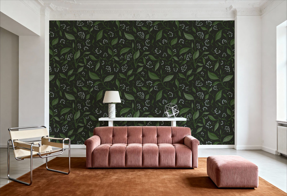 Winter Berries, Dark Mural Wallpaper - room preview 03