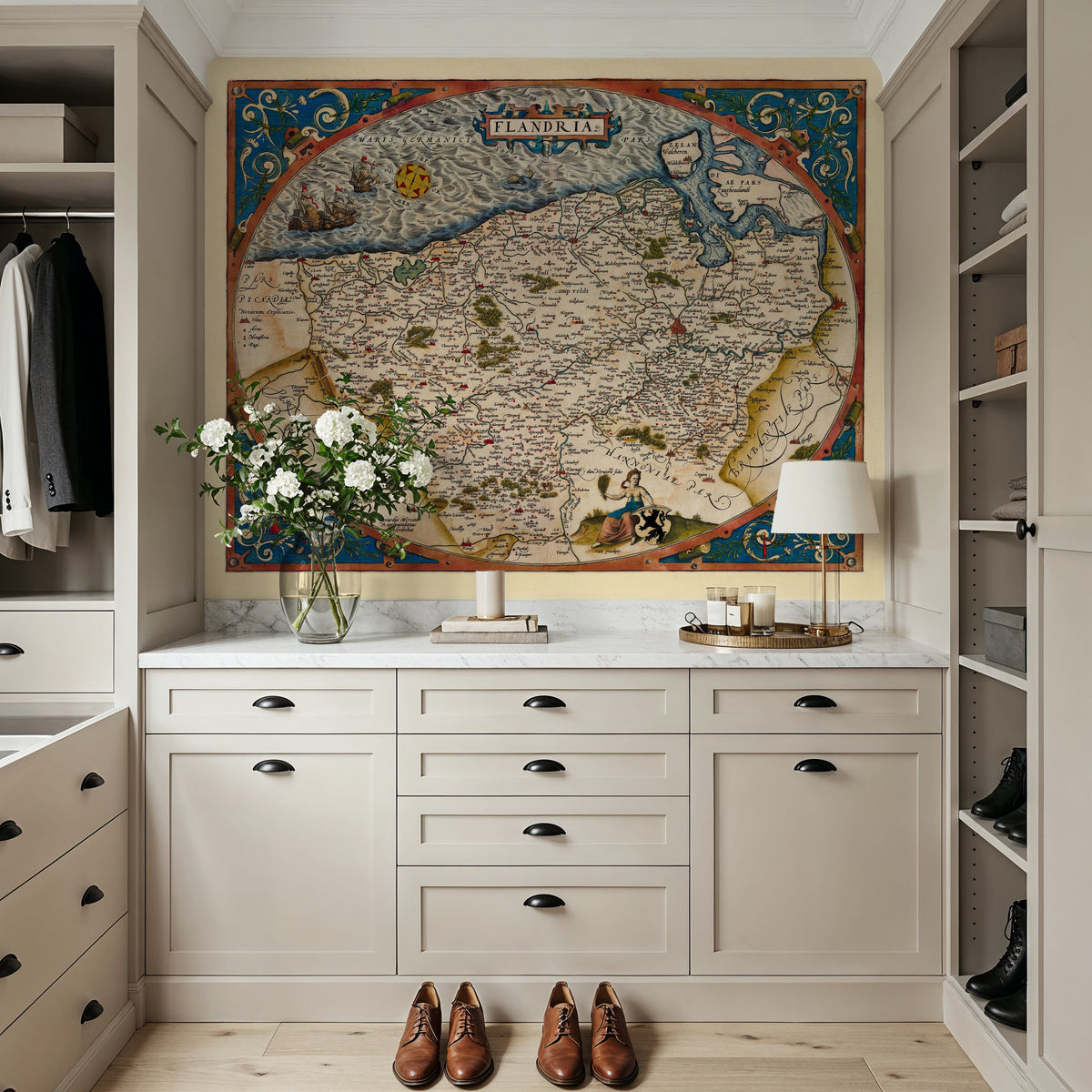 Old Map of Belgium, 1570 Mural Wallpaper - room preview 03