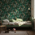 Wild and Free Pattern, Green Mural Wallpaper - room preview 03
