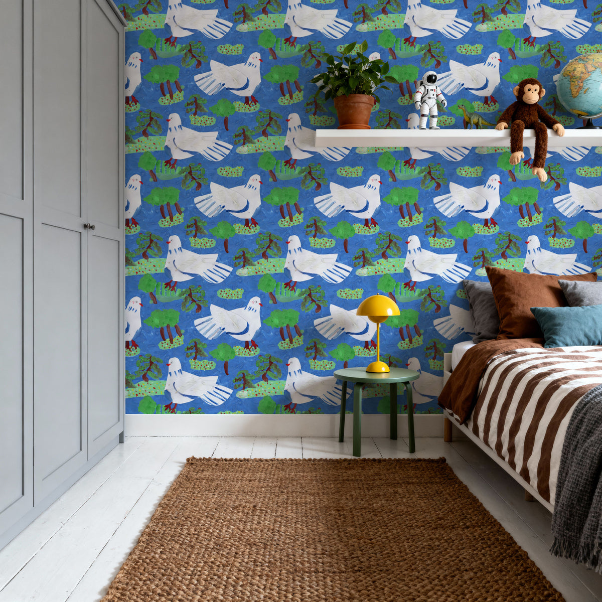 Blue Dove Orchard Mural Wallpaper - room preview 03