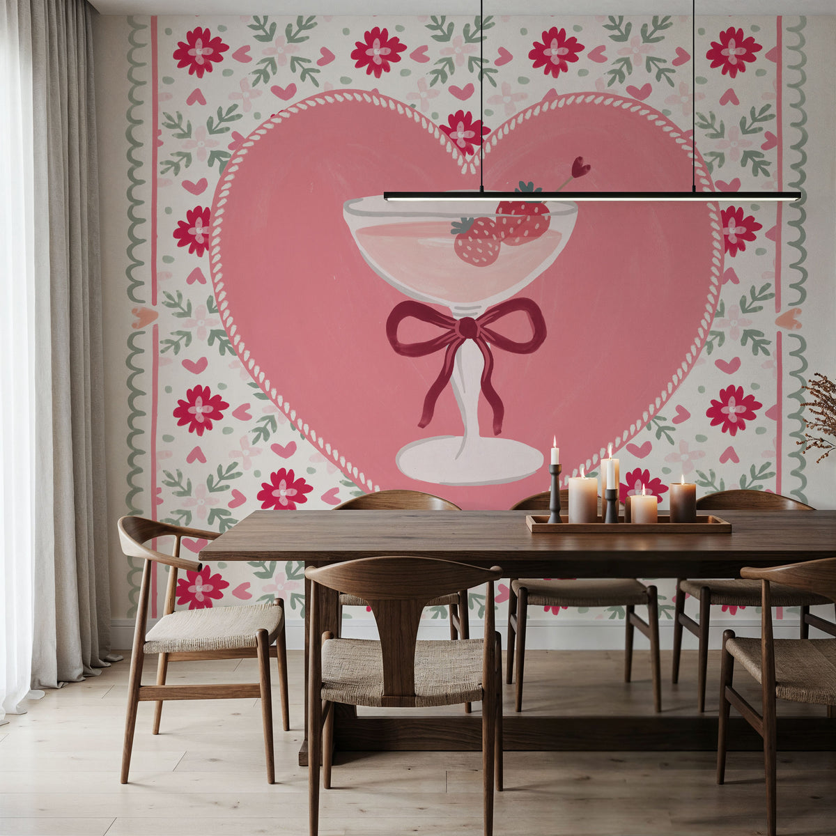 Blooming Hearts VI Cocktail Mural Wallpaper - room preview 03