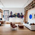 Roanoke Virginia Skyline Blue & Bronze Mural Wallpaper - room preview 03