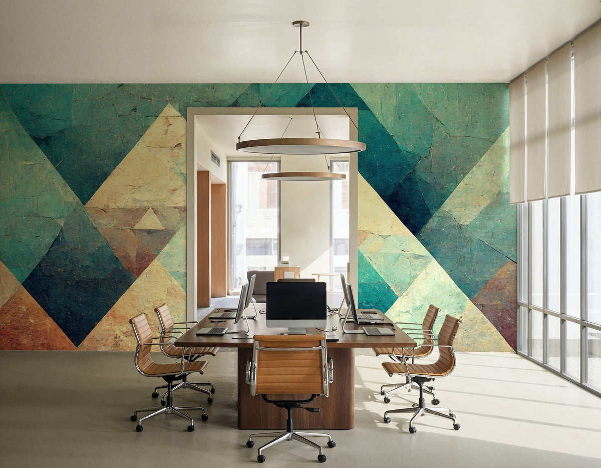 Reduced Mountains Turquoise Mural Wallpaper - room preview 03