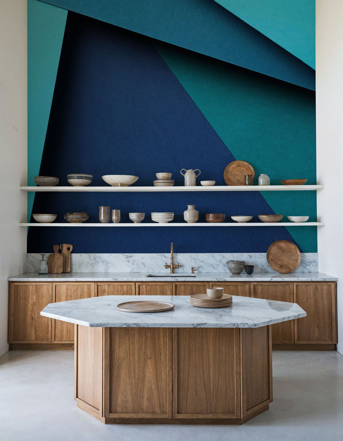 Paper Cut Mural Wallpaper - Blue Tone - room preview 03