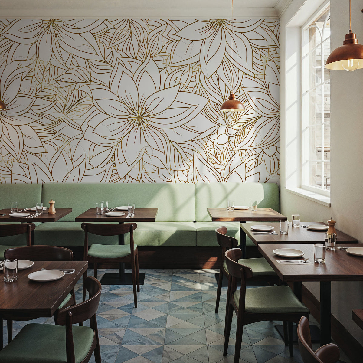 Pentaflower Mural Wallpaper - room preview 03