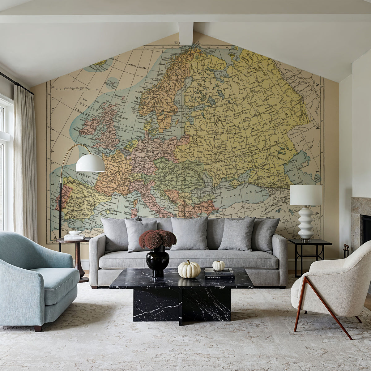 Map of Europe Mural Wallpaper - room preview 03