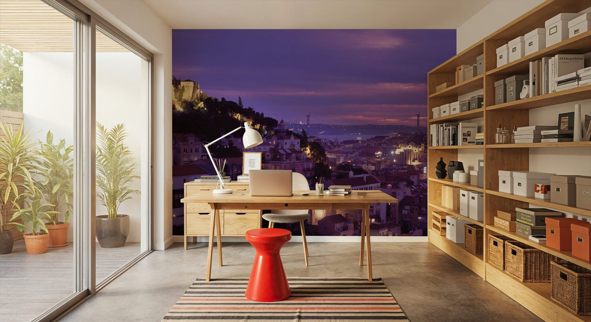 Twilight Castle Panorama Mural Wallpaper - room preview 03