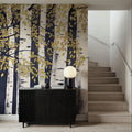 Fresh Forest Indigo Gold Mural Wallpaper - room preview 03