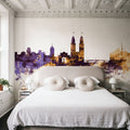 Zurich Switzerland Skyline Purple & Gold Mural Wallpaper - room preview 03
