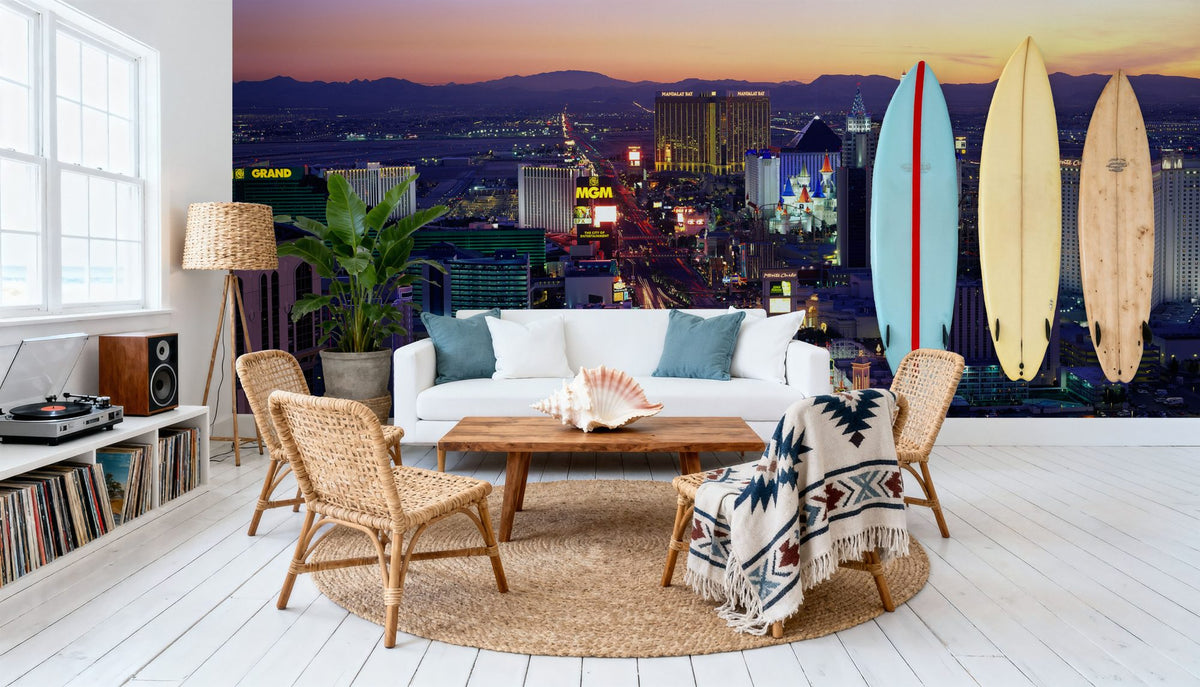 Vegas Twilight Glow Mural Wallpaper - room preview 03