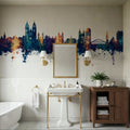 Magdeburg Germany Skyline Blue & Bronze Mural Wallpaper - room preview 03