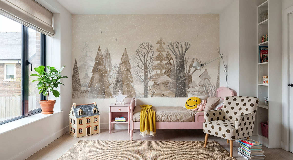 Snowy View Mural Wallpaper - room preview 03