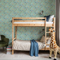 Flutterby Flowers Sky Blue Mural Wallpaper - room preview 03