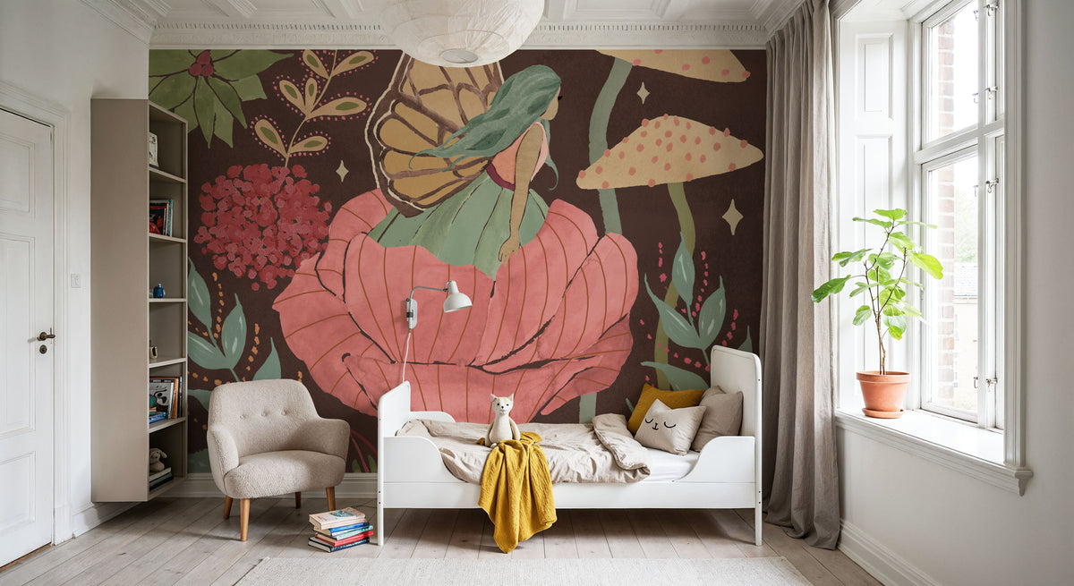 Floralscape Fairies II Dark Mural Wallpaper - room preview 03
