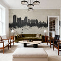 Stamford Connecticut Skyline Concrete Mural Wallpaper - room preview 03