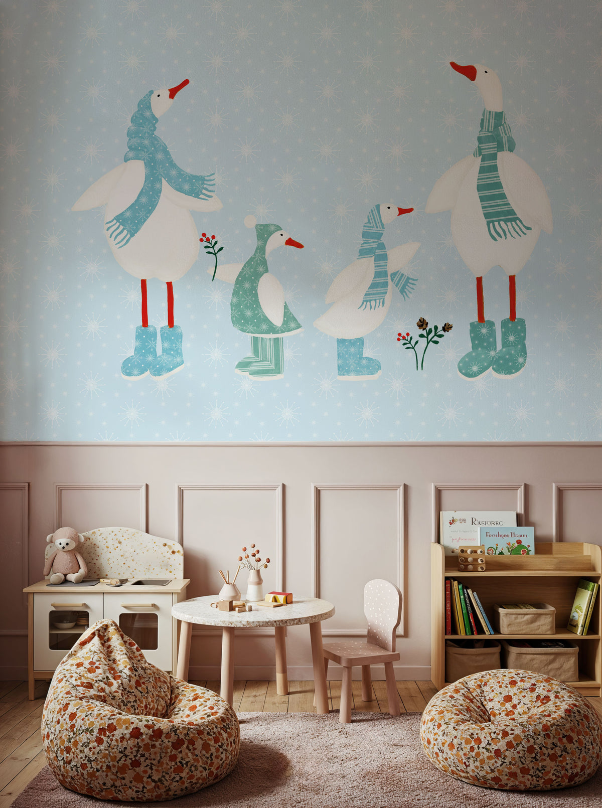 Ducks in the Snow I Mural Wallpaper - room preview 03
