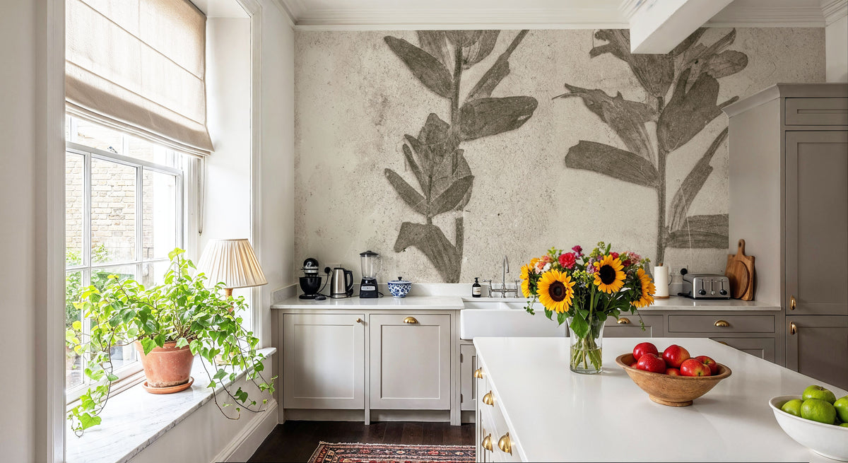 Wildflower Journal VII Sepia Mural Wallpaper - room preview 03