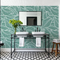 Fern Cut-Outs Pattern, Fresh Evergreen Mural Wallpaper - room preview 03