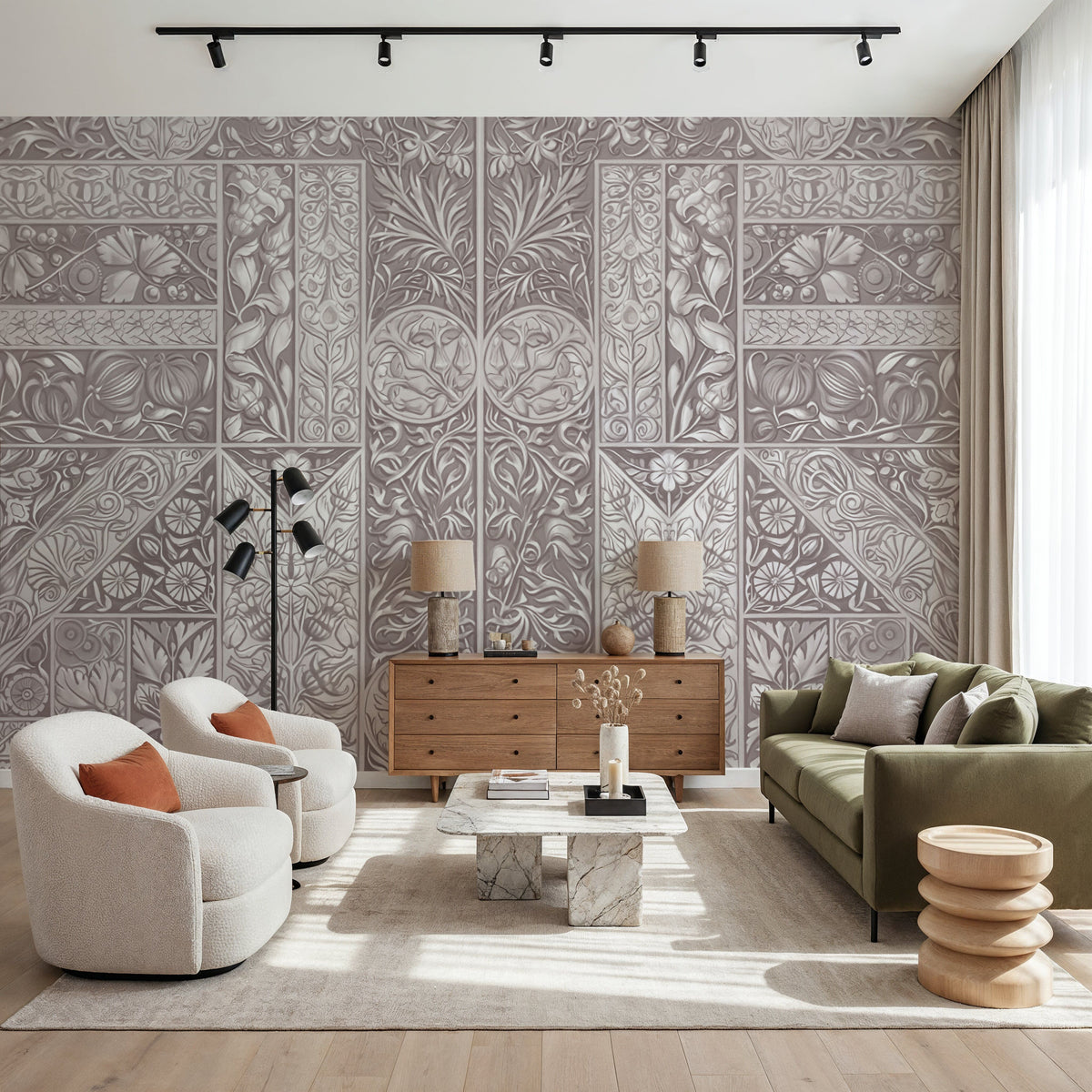 Flower Collection, Rosy Beige Mural Wallpaper - room preview 03
