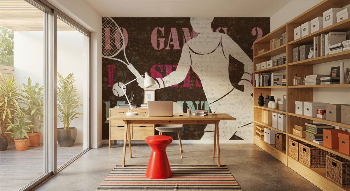 Womens Scoreboard Tennis Mural Wallpaper - room preview 03
