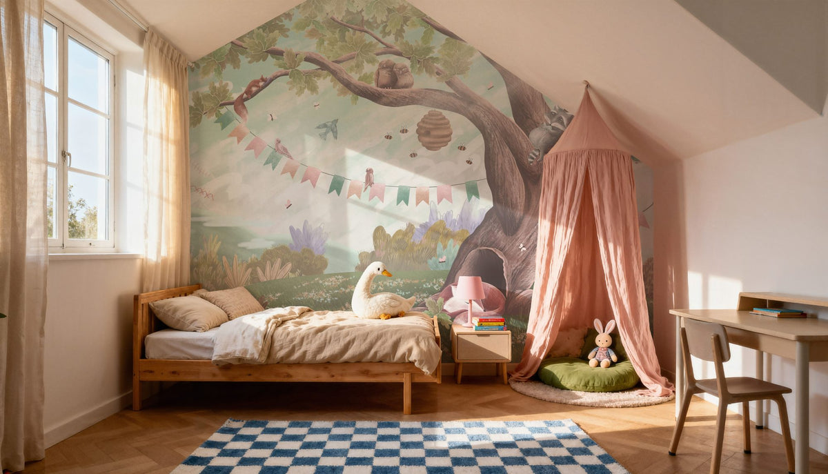 Oak Hill Slumber, Morning Fog Mural Wallpaper - room preview 03